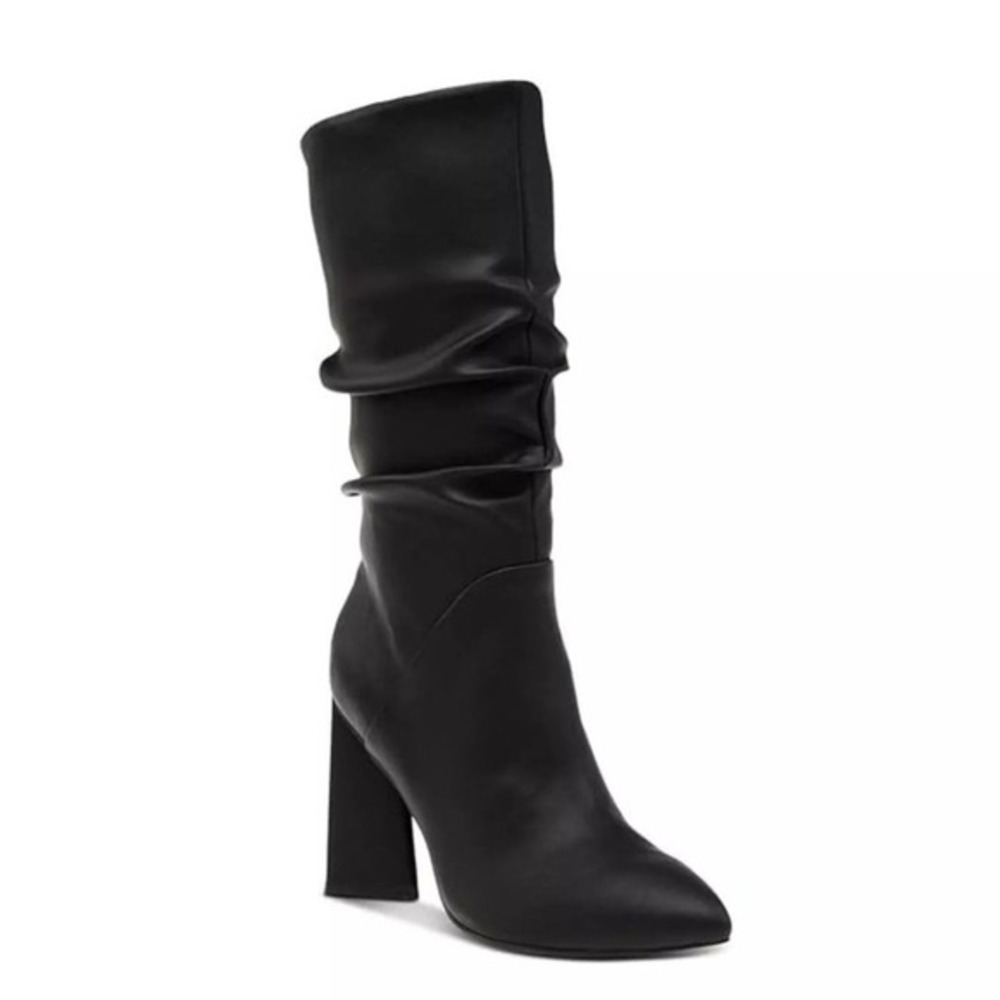 Dolce Vita Women's Wandah Solid High Heel‎ Mid-Calf Boots Black Leather Size 10